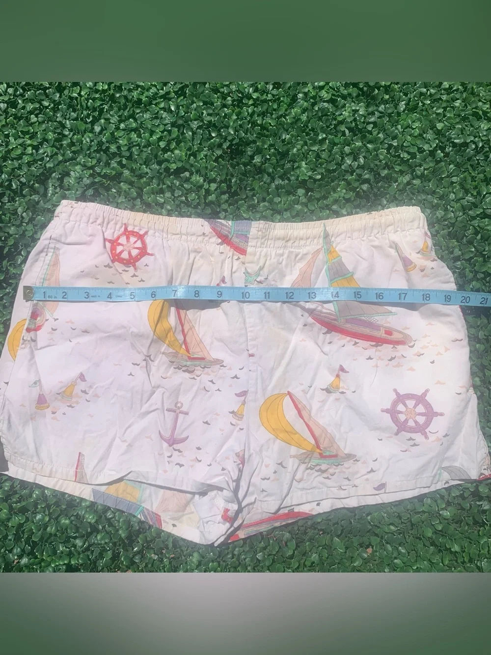 Vintage Nautica nautical sailing theme swim trunks - needs elastic repair